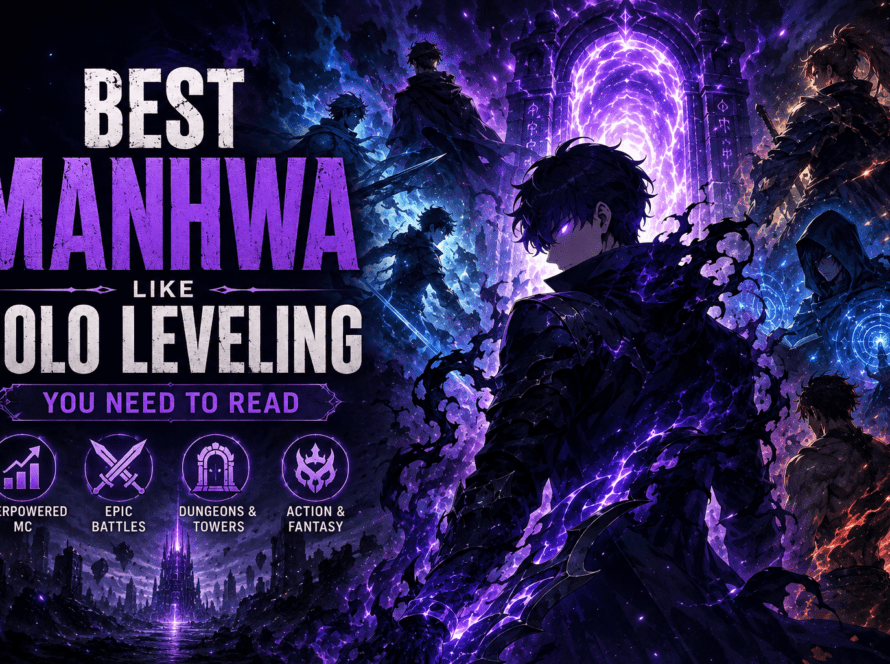 Best manhwa like Solo Leveling featuring overpowered protagonists, fantasy worlds, dungeon adventures, and action-packed stories.