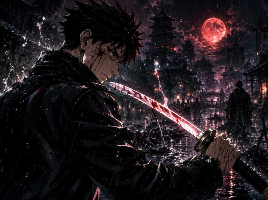 Kagurabachi manga-inspired sword and revenge visual